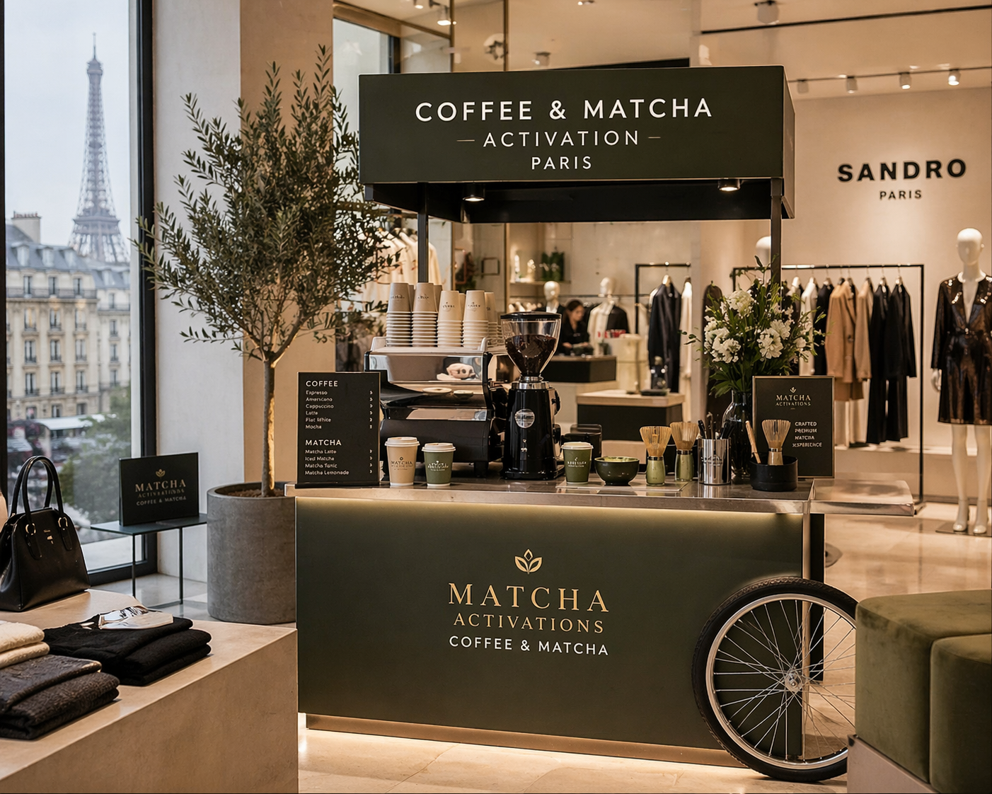 Matcha Cart Rental for retail shop in France