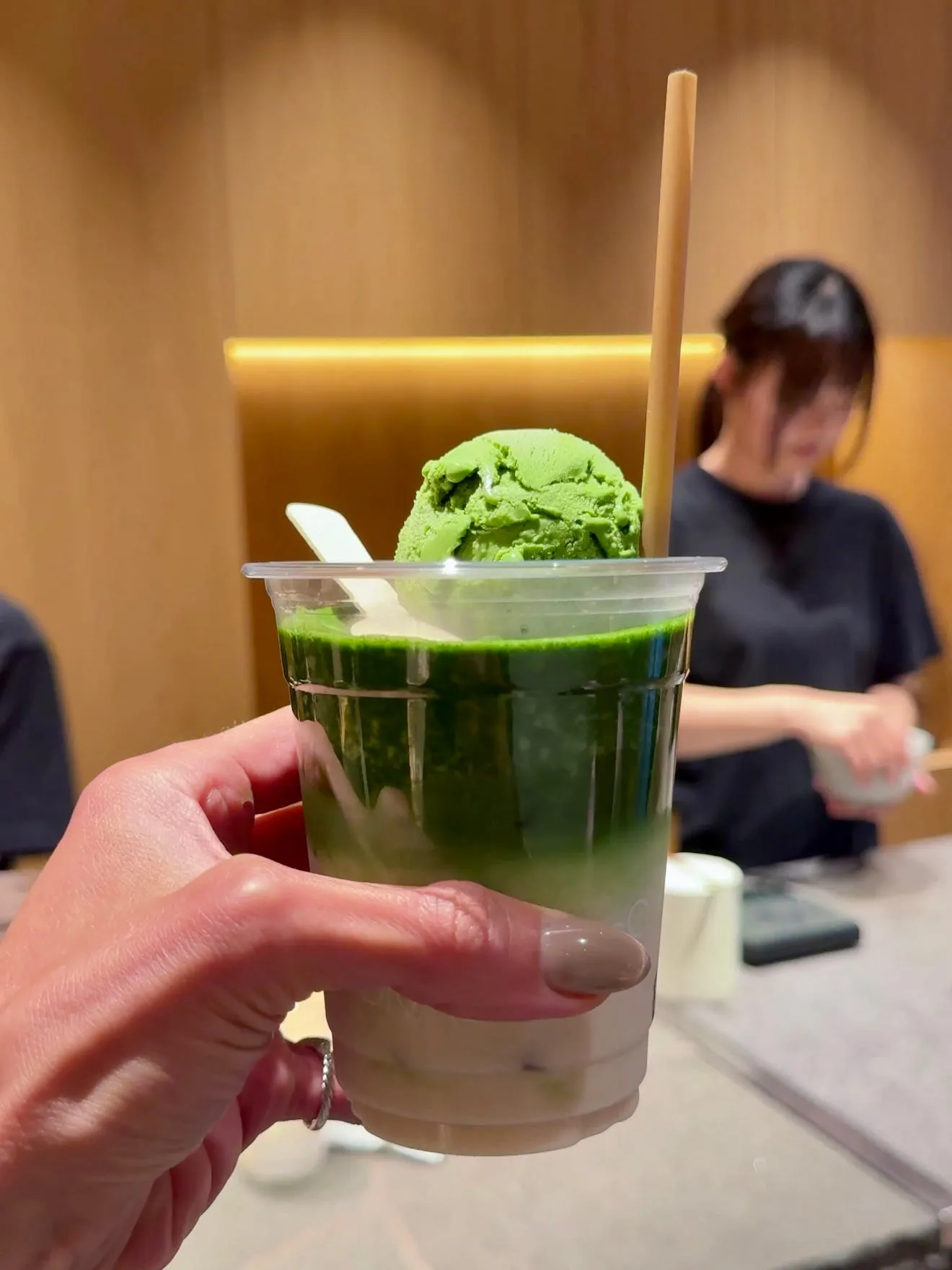 International matcha bar activation in retail store with branded iced matcha drinks