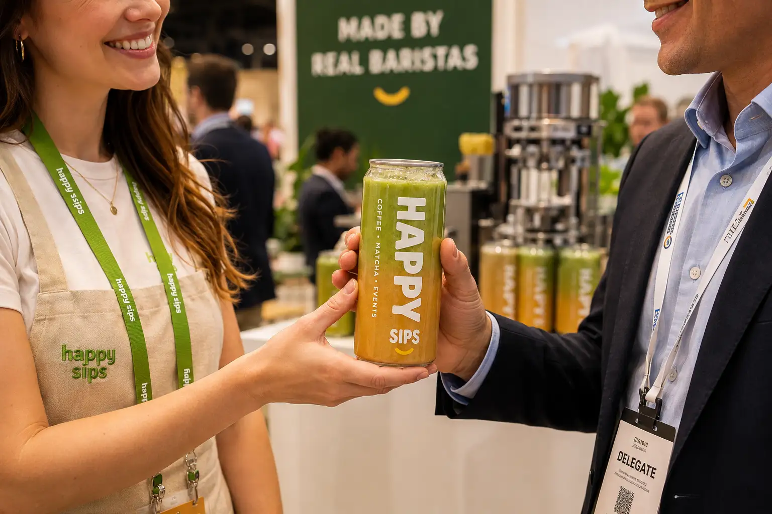 Branded canned drinks delivered to corporate offices